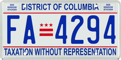 DC license plate FA4294