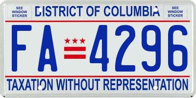 DC license plate FA4296