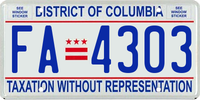 DC license plate FA4303