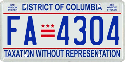 DC license plate FA4304