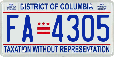 DC license plate FA4305