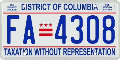 DC license plate FA4308