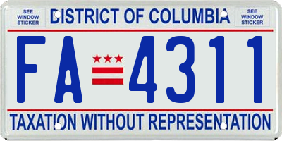 DC license plate FA4311