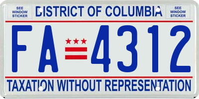 DC license plate FA4312