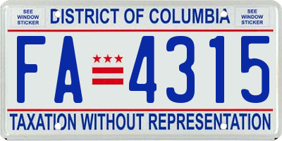 DC license plate FA4315