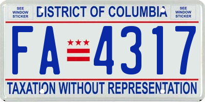 DC license plate FA4317