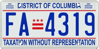 DC license plate FA4319