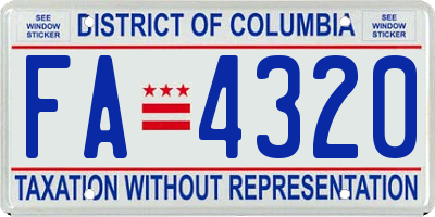 DC license plate FA4320