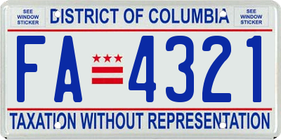 DC license plate FA4321