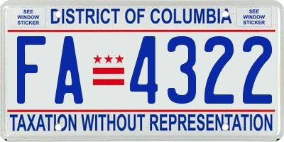 DC license plate FA4322