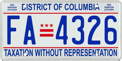 DC license plate FA4326