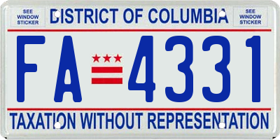 DC license plate FA4331