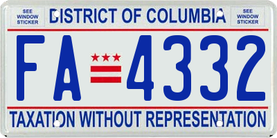 DC license plate FA4332