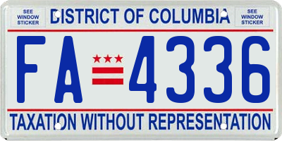 DC license plate FA4336