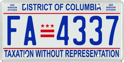 DC license plate FA4337