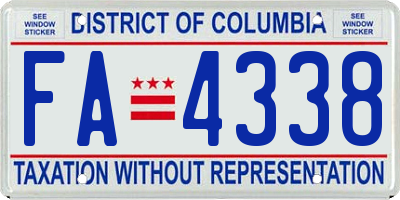 DC license plate FA4338