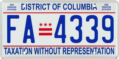 DC license plate FA4339