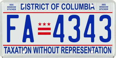 DC license plate FA4343