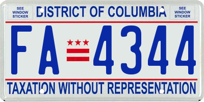 DC license plate FA4344