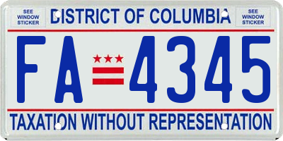 DC license plate FA4345