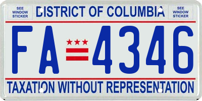 DC license plate FA4346