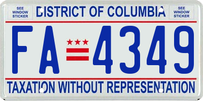 DC license plate FA4349