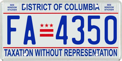 DC license plate FA4350