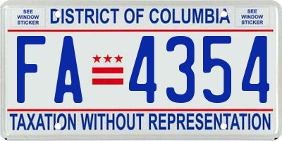 DC license plate FA4354