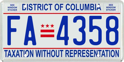 DC license plate FA4358