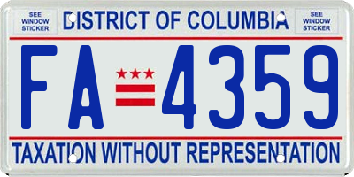 DC license plate FA4359