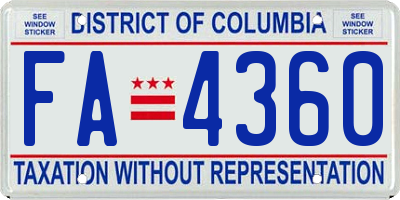 DC license plate FA4360