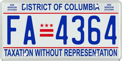 DC license plate FA4364