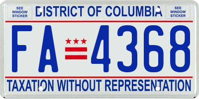 DC license plate FA4368