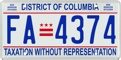 DC license plate FA4374