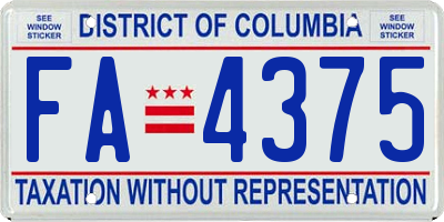 DC license plate FA4375