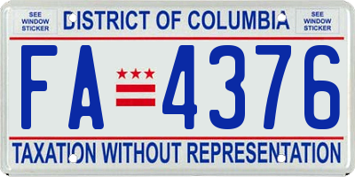 DC license plate FA4376