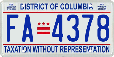 DC license plate FA4378