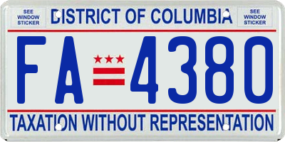 DC license plate FA4380