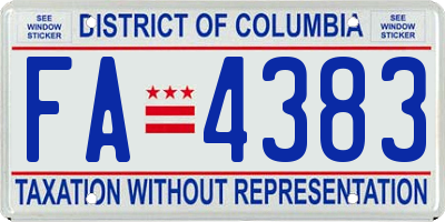 DC license plate FA4383