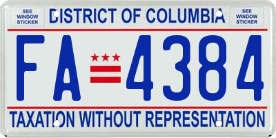 DC license plate FA4384