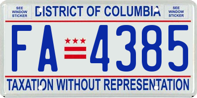 DC license plate FA4385