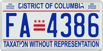 DC license plate FA4386