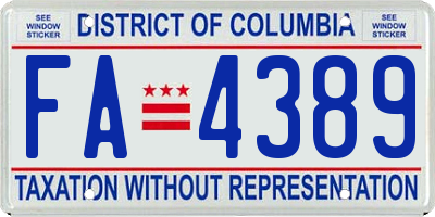 DC license plate FA4389