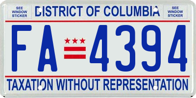 DC license plate FA4394