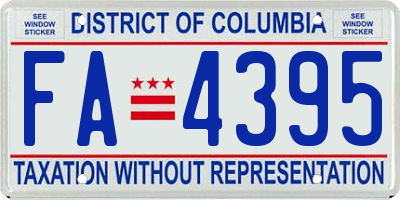 DC license plate FA4395