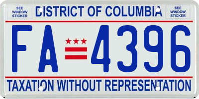 DC license plate FA4396