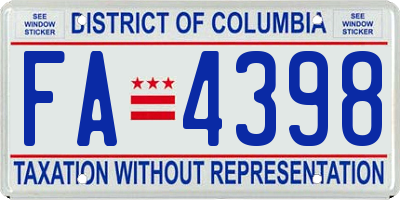 DC license plate FA4398