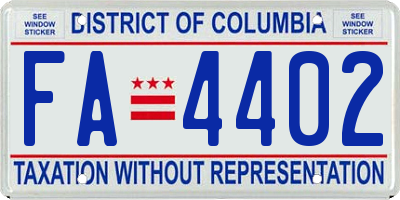 DC license plate FA4402