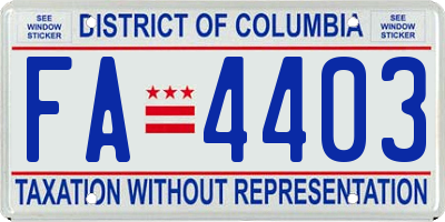 DC license plate FA4403