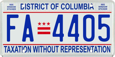 DC license plate FA4405